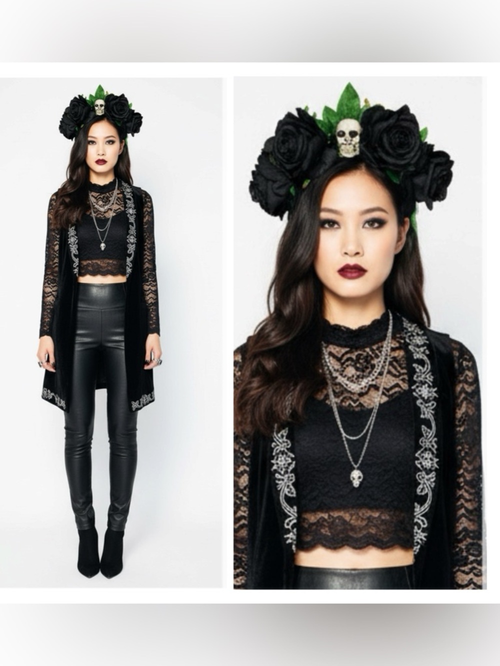 Prom Handmade Flower Crown Festival Skull Flower Crown - Picture 3 of 6